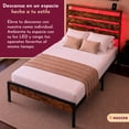 thumbnail image 4 of Base Cama Individual Reforzada 300kg Moderna Luz Led Usb C, 4 of 11