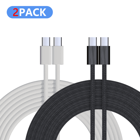 BWVV 60W USB C to C Fast Charging Cable 2-Pack, 3.3ft Nylon Braided for iPhone 15/16, Galaxy S24, iPad Pro, MacBook, Pixel