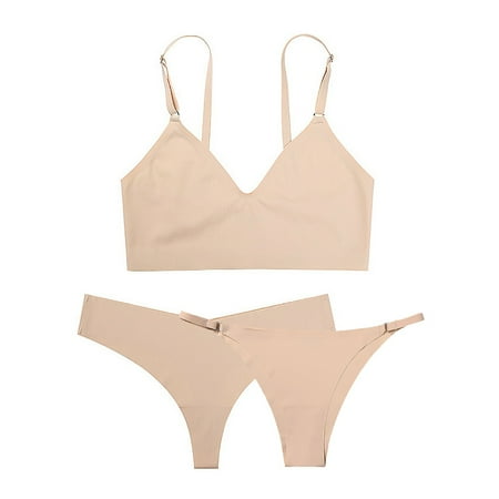 

Varsbaby Women s Seamless Lingerie Soft No Pedded Bra Thongs Set 3 Pcs