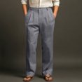 thumbnail image 2 of Garbnen Men’s Linen Pants Baggy Elastic Waist Wide Leg Men's Trousers Spring Summer Beach Pants Men Casual with Pockets, 2 of 4