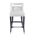 thumbnail image 2 of Counter Height Bar Stools Set of 2, Velvet Dining Chairs with Wood Legs and Nailhead Trim Back, Upholstered Kitchen Island Stools with Footrest for Dining Room Kitchen Bar, Cream, 2 of 7