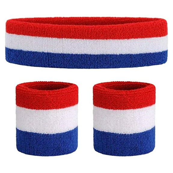 Set of 3 Sweatbands - Athletic Headband & Striped Wristbands