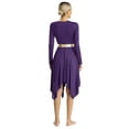 thumbnail image 3 of iiniim Women's Round Neck Long Sleeve Church Praise Worship Dance Dress with Wide Leg Pants Dark Purple M, 3 of 7