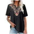 thumbnail image 2 of Miqool Linen Shirts for Women, Casual Short Sleeve V Neck Cotton Tunics Tops Summer Loose Flowy T-Shirts Trendy Blouses 2024 Business Work Shirts, 2 of 5