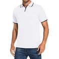 thumbnail image 2 of Men's Golf Shirt Casual Sports V Neck Ribbed Collar Short Sleeve Fashion Casual Solid Color Plain Spring & Summer Regular Fit M, 2 of 5