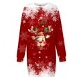thumbnail image 5 of Wyzesi Robes Noires pour Femmes Cocktail Courtes Robe Chandail de Noël Imprimée pour Femmes Col Rond Manches Longues Ample Sans Capuche Robe Décontractée Robes pour Femmes avec Poches et Manches, 5 of 5