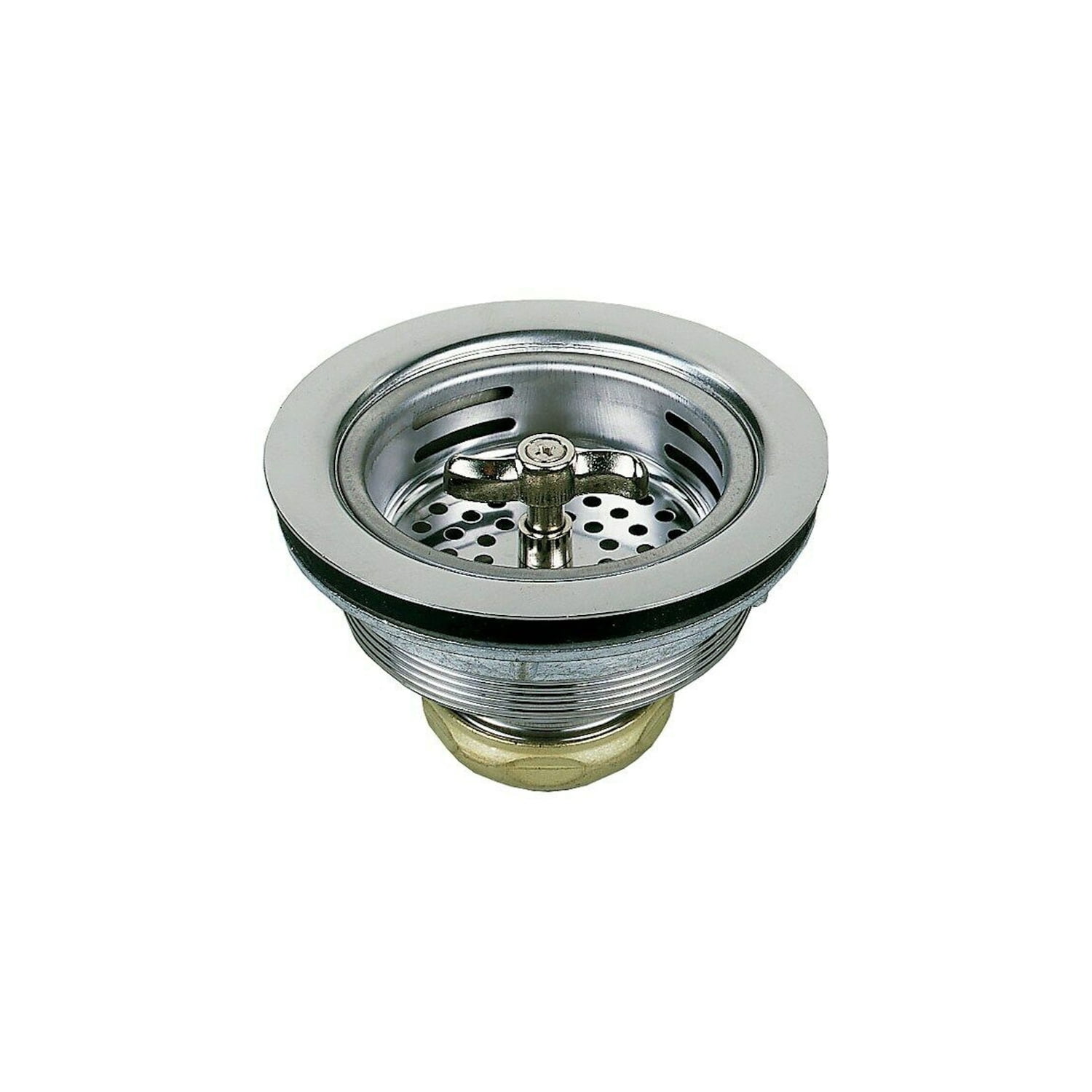 Stainless Steel Drain Assembly With With Strainer Basket 3-1/2 Inch Everflow 7516 Kitchen Sink Single, and Water Stopper