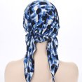 thumbnail image 4 of Sombrero turbante de bandana preatado Qarigey azul para mujer tamaño adecuado, 4 of 6