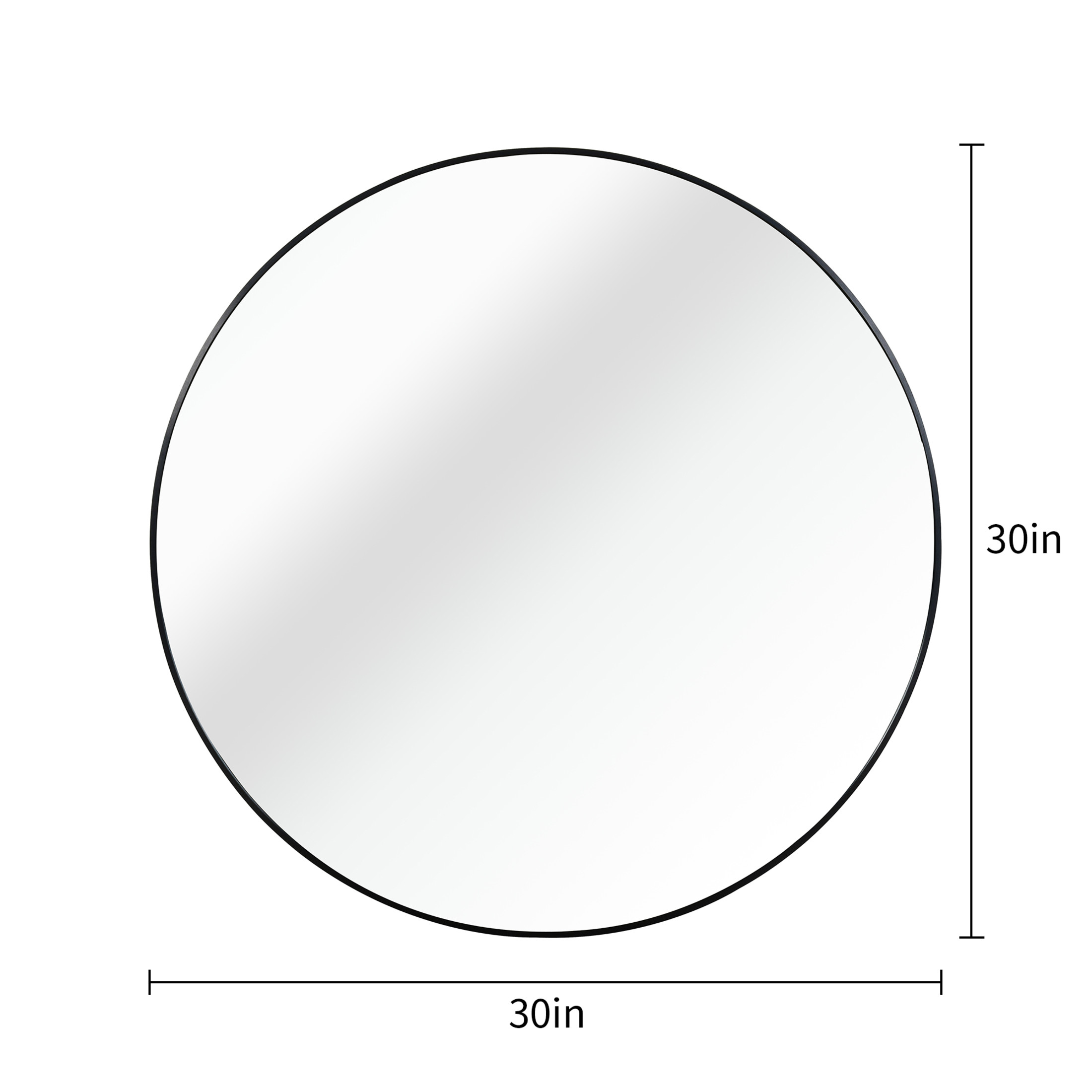 Noble House 30 Inch Round Metal Wall Mirror, Vanity Mirror for Bathroom, Bedroom & Living Room, Black