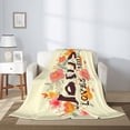 thumbnail image 4 of PHELIKA Jesus Loves You Christian Monogram 01 All Season Soft Throw Blanket Lightweight Flannel Fleece Blankets 50"x40", 4 of 8