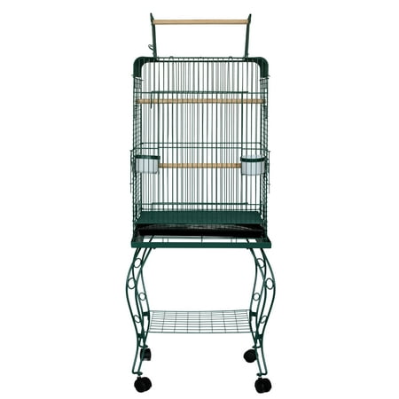 20" Open Top Parrot Cage With Stand - Green