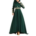 thumbnail image 3 of WTXUE Robes Maxi, Manches Longues Évasées Col Rond, 2024 Musulman Taille Haute Nationale Élégante Ajustée Grande Robe de Sol Brodée pour Femmes Grande Taille, Vert Taille TG, 3 of 3