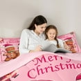 thumbnail image 5 of Manfei Girly Pink Cartoon Queen Comforter Set, Kawaii Gingerbread Man Bedding Comforter Set, Merry Christmas Reversible Bedding Set, Super Cozy Room Decor, 3-Piece, 5 of 8