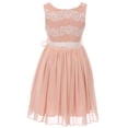 thumbnail image 2 of Little Girl Sleeveless Lace Chiffon Graduation Wedding Flower Girl Dress USA Blush 4 JKS 2134 BNY Corner, 2 of 5