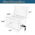 thumbnail image 3 of Acrylic Donation Box with Lock, Ballot Box with Sign Holder Safe Suggestion Box Storage Container for Voting, Fundraising, Raffle Box, Bar 6.2" x 4.6" x 4.0", 3 of 7