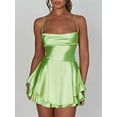 thumbnail image 2 of Cenuakty Women Solid Color Cami Playsuits Cowl Neck Sleeveless Short Jumpsuits Summer Cross Tie-Up Backless Romper Clubwear, 2 of 7