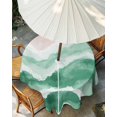 thumbnail image 3 of Sage Green Waves Coastal Outdoor Tablecloth with Umbrella Hole, Green Ombre Summer Beach Oceans Spillproof Waterproof Outdoor Table Cover, Patio Tablecloths for Party/Garden/Picnic, Round 54 inch, 3 of 9