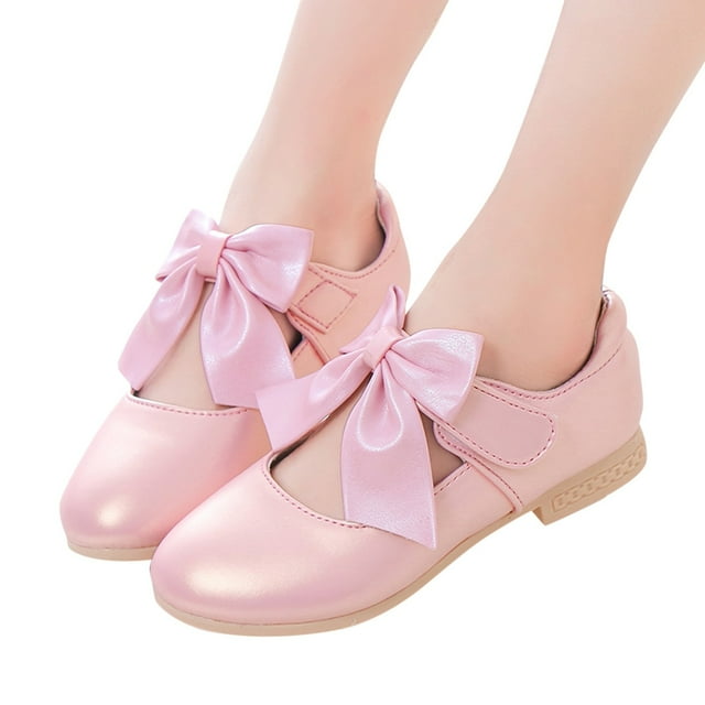 Leozcaa Chaussures d'École pour Filles Chaussures Mary Jane d'Uniforme Chaussures de Robe Nœud Détachable Ballerines Épaisses Mariage