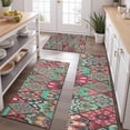 thumbnail image 2 of Green Geometric Diamond Pattern Kitchen Rugs Sets Of 3,Kitchen Runner Rugs Non Skid Washable,Decorative Kitchen Floor Mats for Kitchen,Sink,Laundry,17"x30"+ 17"x47" + 17"x59", 2 of 6