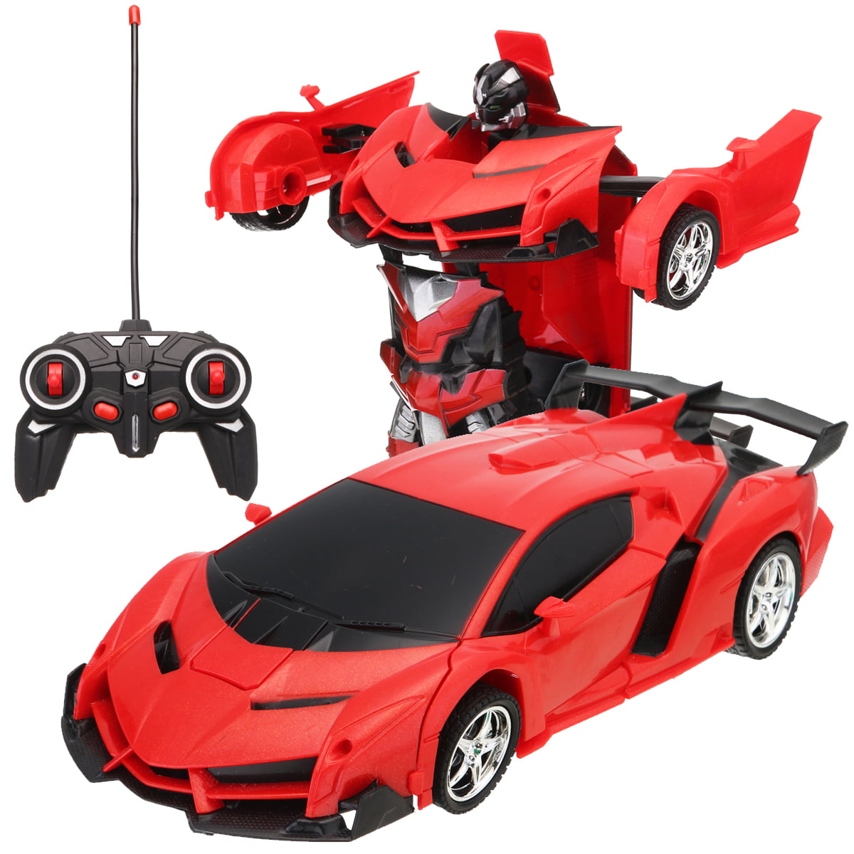 Kids Toy Gift Transformer RC Robot Car Remote Control Car w// Sounds LED Lights