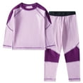 thumbnail image 6 of Yhong Kids Boys Girls Thermal Underwear Set Long Johns Base Layer Top with Pants Fall Winter Warm Purple 100, 6 of 6