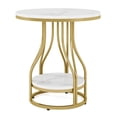 thumbnail image 4 of Fnova 23" Round End Table, Modern 2-Tier Side Table with Storage and Metal Frame, Small Bedside Table for Living Room, Bedroom, White Gold, 4 of 15
