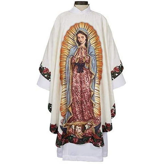 "Our Lady Of Guadalupe Chasuble Smooth Weave Polyester -- 59"" W x 51"" L"