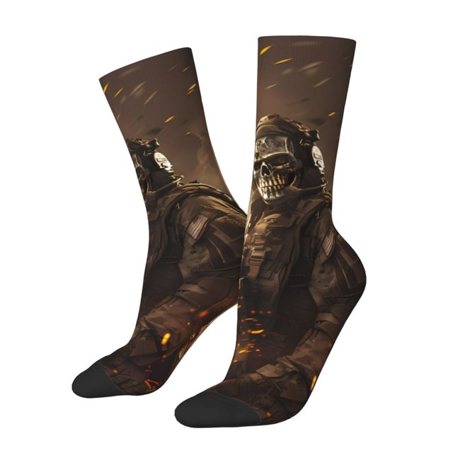 Balery Apocalyptic Skull Soldier Calcetas Largas con Estampado para Hombre y Mujer – Suaves y Transpirables, Talla Única (US 5-11)