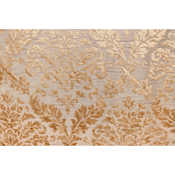 Fabric Mart Direct Peach Burnout Velvet Fabric By The Yard, 44 inches or 111 cm width, 1 Yard Pink Velvet Fabric, Damask, Upholstery Drapery Curtain Wholesale Fabric, Window Treatment