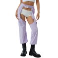 thumbnail image 1 of Wangsaura Women?s Solid Color High Waist Crotchless Trousers with Chain  Belt, 1 of 8