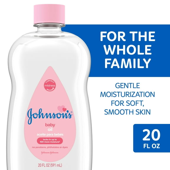 Johnson's Baby Body Oil Moisturizer, Liquid Mineral Oil for Baby Massage, Original, 20 fl oz