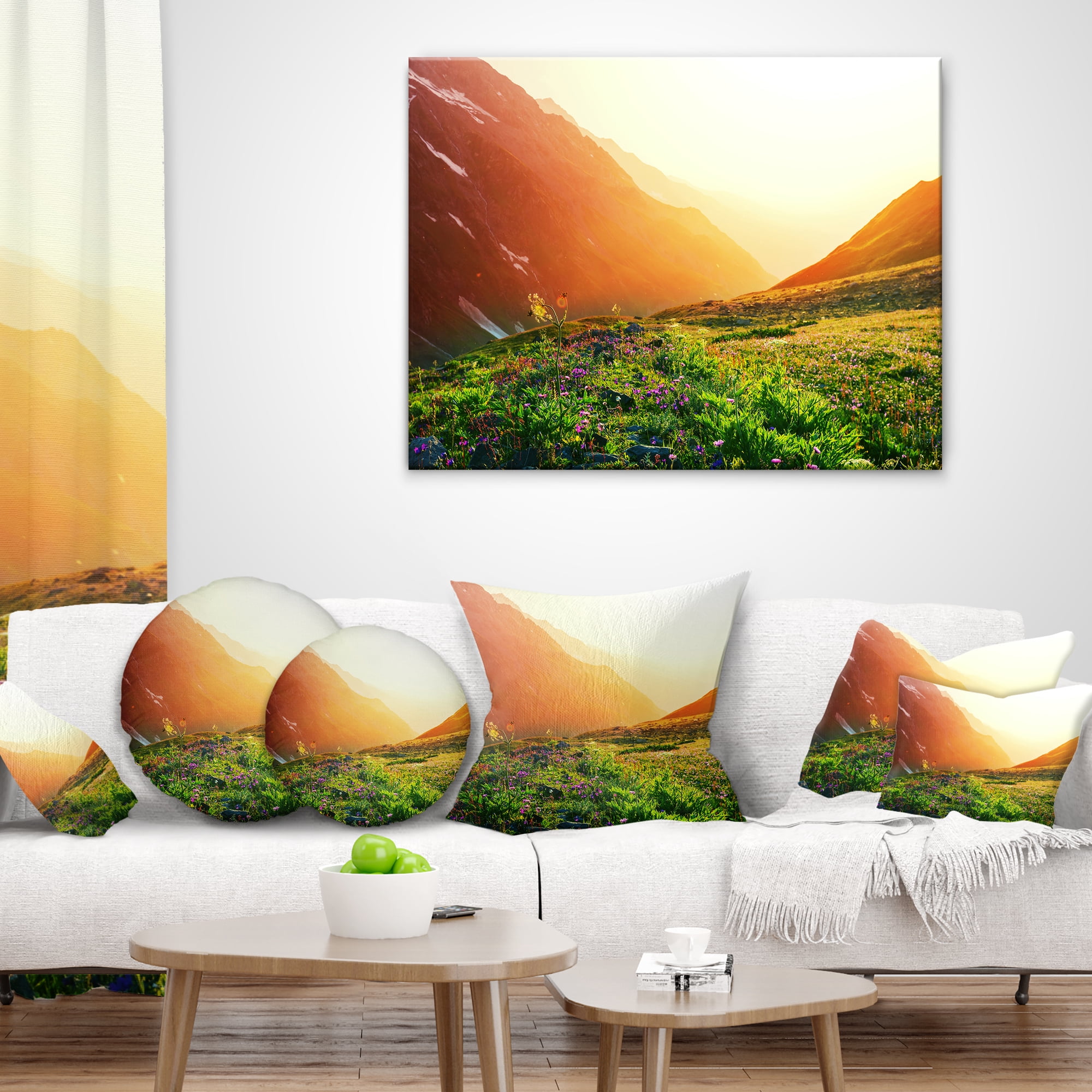 Designart Beautiful Meadow on Sunny Day - Landscape Printed Throw Pillow - 18x18