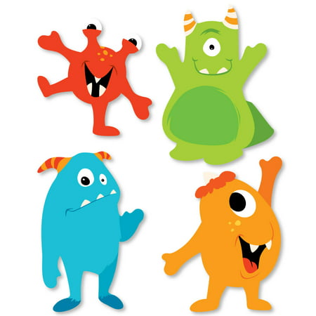 Monster Bash - Shaped Little Monster Birthday Party or Baby Shower Cut-Outs - 24 Count