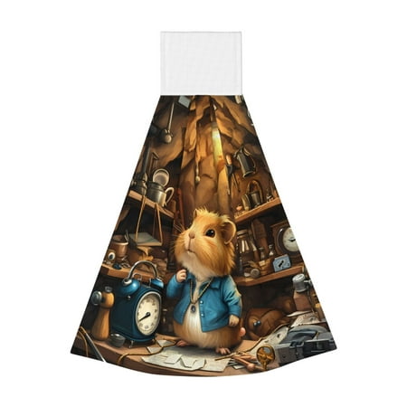 

Zufioo Scientist Guinea Pig Print Coral Fleece Velcro Hand Towel Hangable Absorbent Hand Towel Suitable for Kitchen Bathroom Household Items