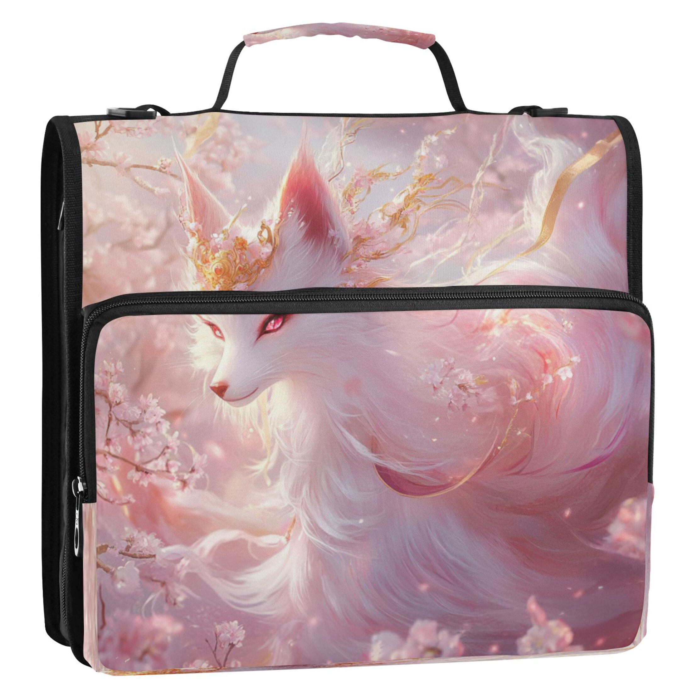 YAZAOO Zipper Binder trapper keeper Documents Organized Design Fox with Glowing Eyes Printed