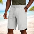 thumbnail image 2 of Plus Size Men's Nylon Spandex Blend Casual Sports Shorts, Sweat Wicking Flexible Drawstring Elastic Waist Zipper Side Pockets for Training Walking Beach | TruHer,White 3XL, 2 of 9