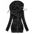 thumbnail image 2 of Womens Clearance under $10 2025 Clearance! asdoklhq Womens Plus Size Coats Clearance Women's Solid Stitching Drawstring Hooded Slim Fashion Jacket Coat Outwear, 2 of 4