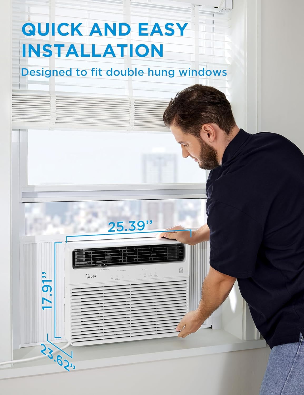 Midea 24,000 BTU Window Air Conditioner, Smart Inverter, Cools Up To 1,500 Sq Ft, Wi-Fi and Alexa, White