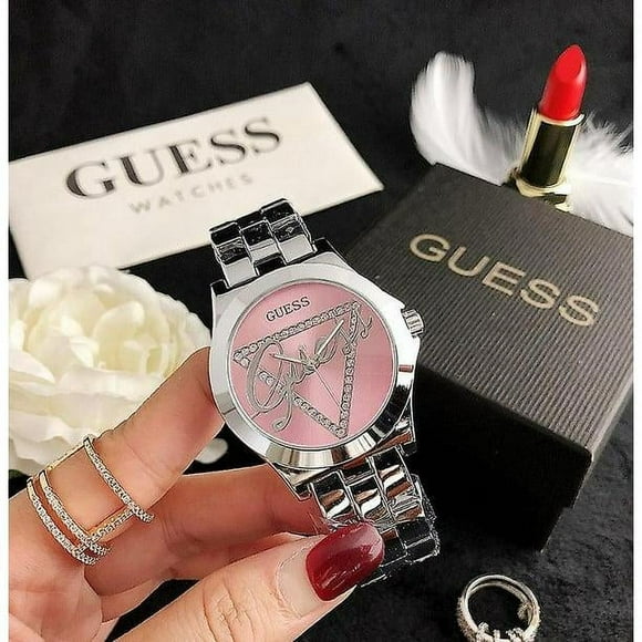 Guess Triangle Type Letter Quartz Ladies Steel Band Watch