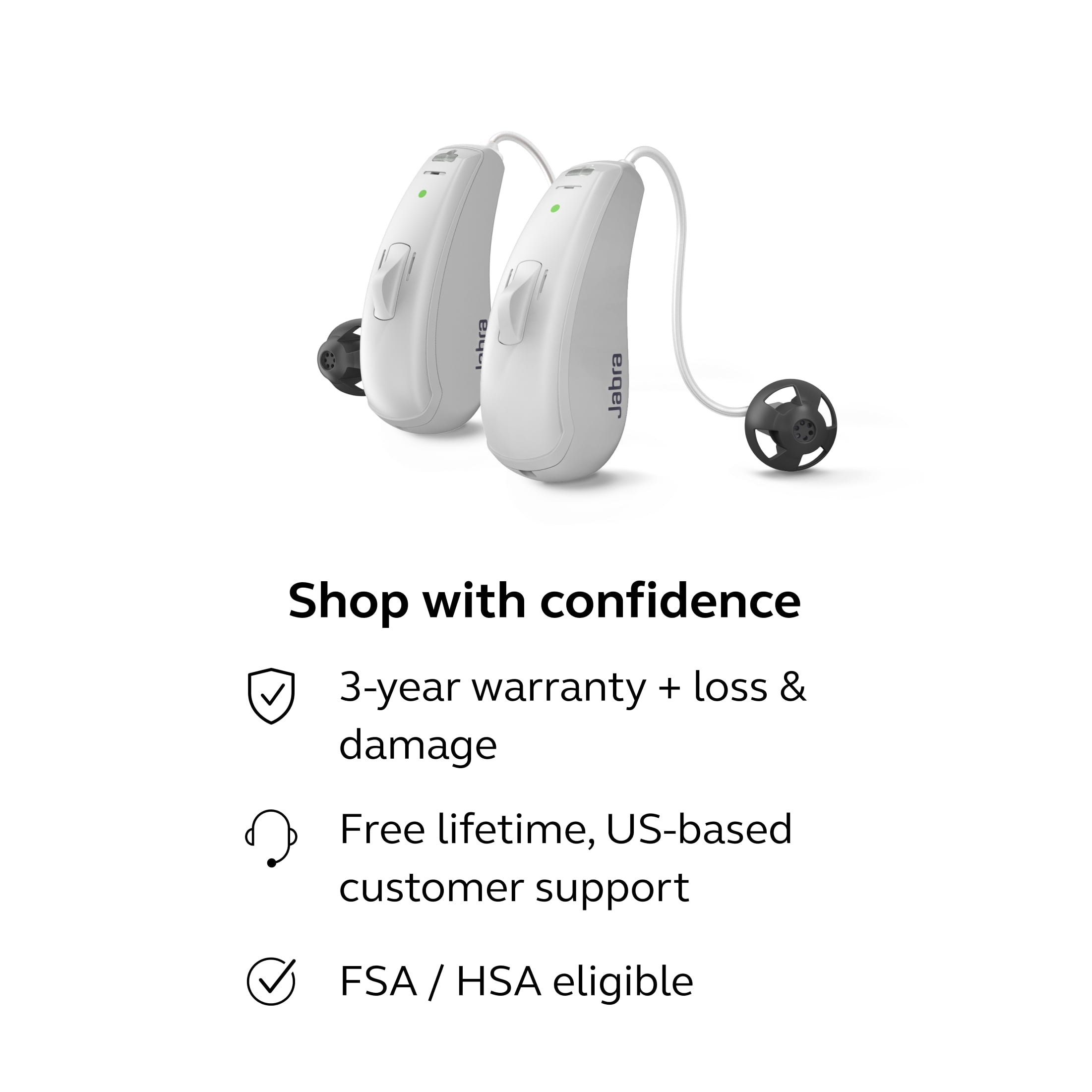 Jabra Enhance Select 50R, Medical-Grade, Behind-the-Ear Hearing Aid with Audiology Care & Bluetooth, Gray