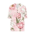 thumbnail image 6 of Your-Sty Button V Neck T Shirts for Women Rolled Short Sleeve Loose Fit Casual Summer Tops Tee Shirts, 6 of 6