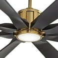 thumbnail image 4 of 60" Possini Euro Design Defender Modern Indoor Outdoor Ceiling Fan with Dimmable LED Light Remote Soft Brass Matte Black Damp Rated for Patio Exterior, 4 of 12