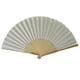 thumbnail image 2 of Abanico de papel plegable de 7 pulgadas 007 Blanco, Abanico de boda de danza de patrón plegable de encaje de seda de color sólido, 2 of 2