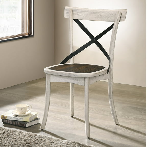 McFarlane Cross Back Solid Wood Side Chairs, Set of 2, Antique White
