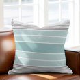 thumbnail image 2 of Throw Pillow Covers, Aqua Ombre Stripes Decorative Throw Pillow Covers 20x20 Inch, Modern Abstract Stripes Aesthetic Square Linen Pillow Cases for Couch/Living Room/Sofa, 2 of 9