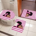 thumbnail image 5 of Cute Girl Bathroom Rugs Set Pink White Stripe Bow Cartoon Vintage Style Non Slip Absorbent Soft Bath Mats 3 Piece Set with Bathroom Rug, U-Shaped Floor Mat, Toilet Seat Cover Large Size, 5 of 9