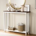 thumbnail image 4 of Farmhouse Solid Wood Console Table, 2 Tier Entryway Table with Storage Shelves, Narrow Sofa Table for Living Room, Hallway, Foyer, Entryway, Rustic White, 4 of 7