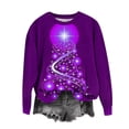 thumbnail image 4 of Rbaofujie Tunique à Capuche pour Femmes Mode de Noël Imprimée Manches Longues Décontractée Ample Col Rond Chandail en Molleton Violet pour Adolescentes, 4 of 4