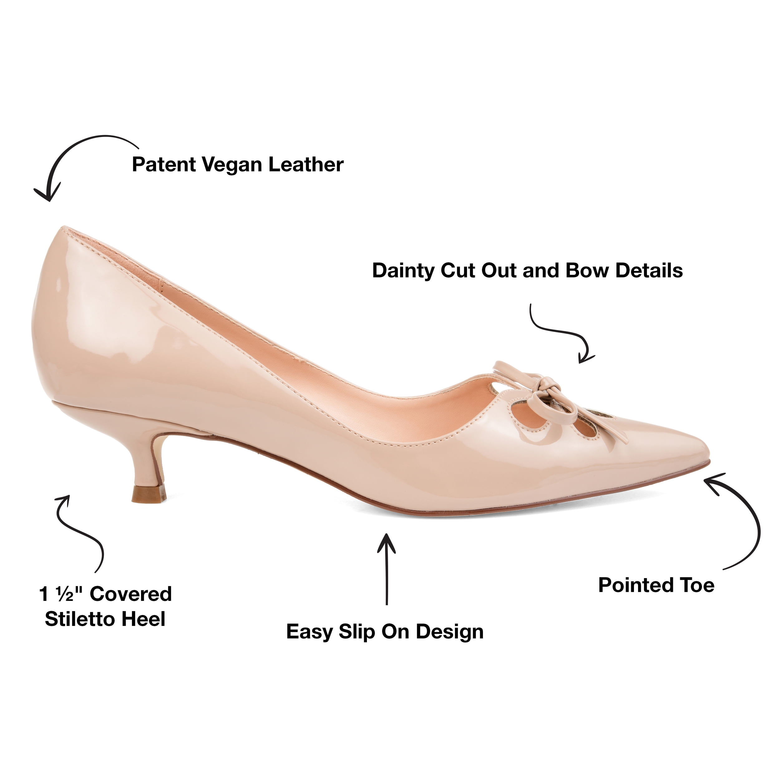 Journee Womens Lutana Pointed Toe Kitten Heel Pumps, Widths Available