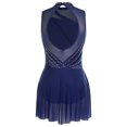 thumbnail image 6 of SiiRoh Women Lyrical Dance Dress Rhinestone Figure Skating Dresses Sleeveless Ballet Dancewear Navy Blue S, 6 of 6